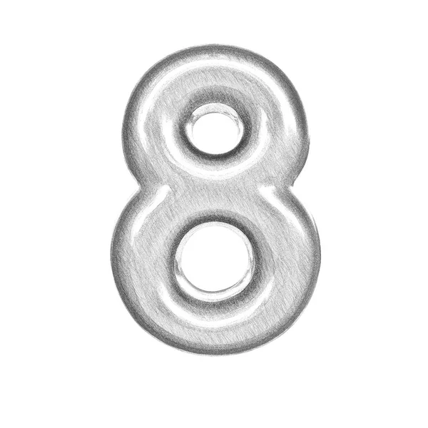 Glossy Number Eight Render Bubble Font Isolated White Background — Stock Photo, Image