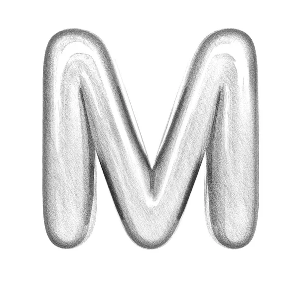 光沢のあるペイント文字M白地に孤立したバブルフォントの3Dレンダリング — ストック写真