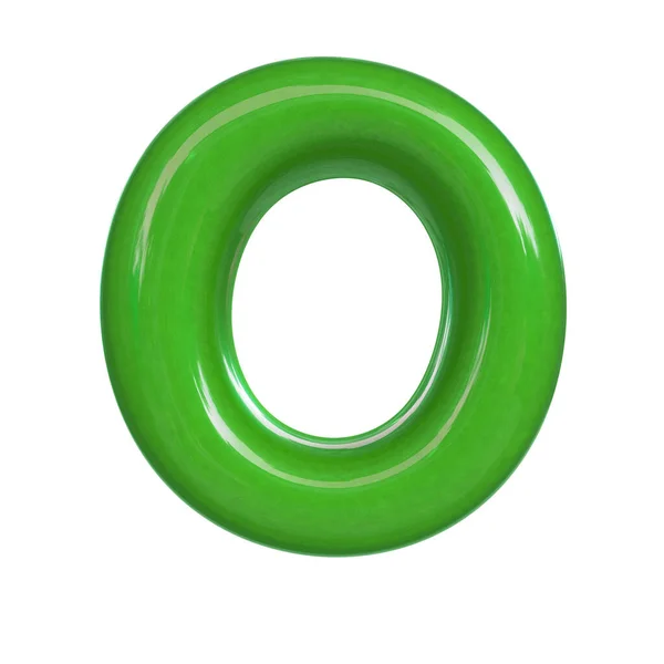 Γυαλιστερό Πράσινο Χρώμα Γράμμα Καθιστούν Γραμματοσειρά Φυσαλίδων Απομονωμένη Λευκό Φόντο — Φωτογραφία Αρχείου
