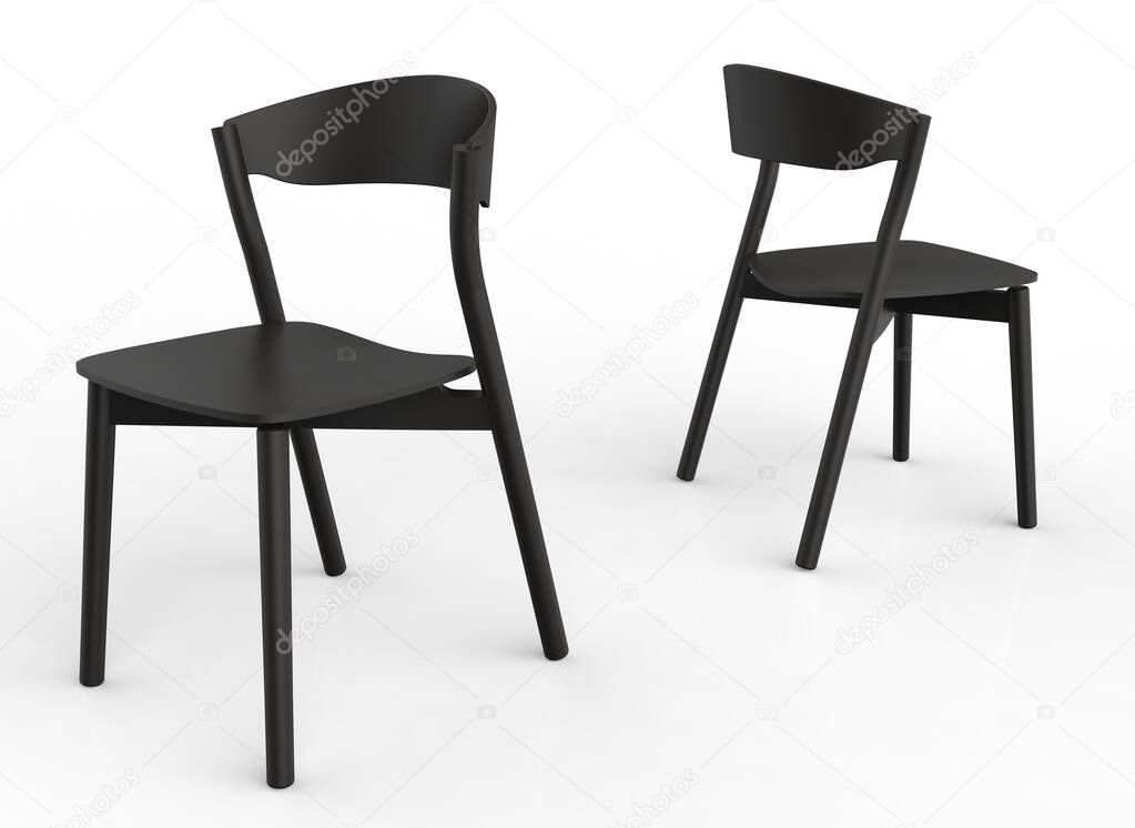 Black modern chair on white background. 3d render