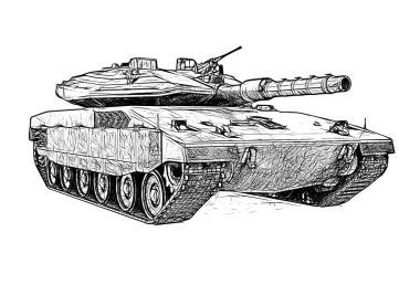 Askeri Tank beyaz arkaplanda izole edildi 3d Render