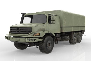 Askeri araç beyaz arka planda izole edildi - 3D Render