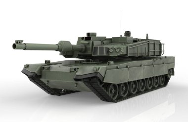 Askeri Tank beyaz arkaplanda izole edildi 3d Render