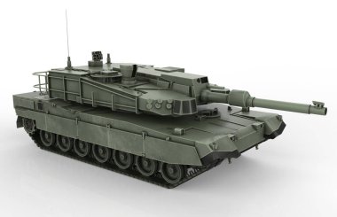 Askeri Tank beyaz arkaplanda izole edildi 3d Render