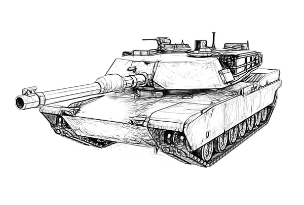 Askeri Tank beyaz arkaplanda izole edildi 3d Render