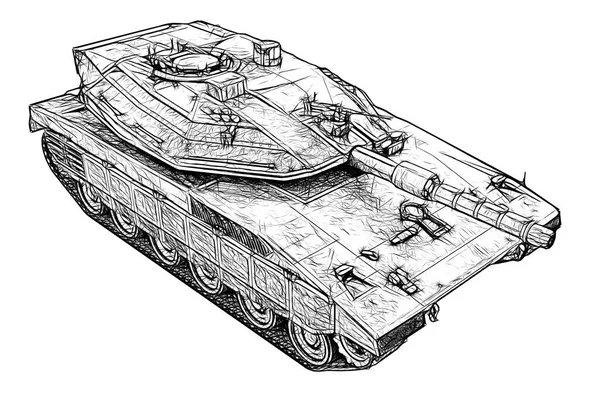 白色背景下隔离的军用坦克D — 图库照片