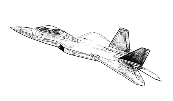 白地に隔離された戦闘機 3Dレンダリング — ストック写真