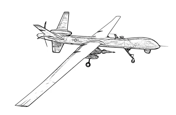 Drone Επανδρωμένα Στρατιωτικά Αεροσκάφη Απομονωμένα Λευκό Φόντο — Φωτογραφία Αρχείου