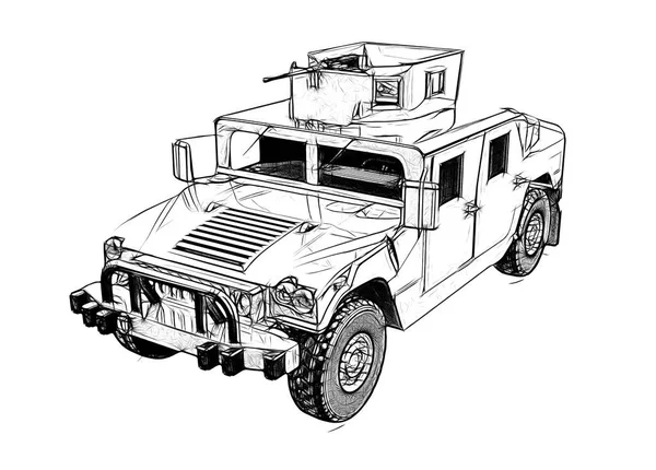 Vojenské Vozidlo Izolované Bílém Pozadí Render — Stock fotografie