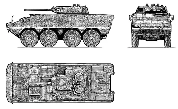 白い背景に孤立した軍用車両 3Dレンダリング — ストック写真