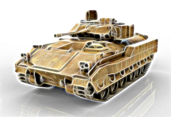 Tanque Militar Isolado Fundo Branco Render — Fotografia de Stock