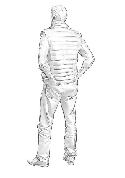 Uomo Piedi Silhouette Persone Sfondo Bianco Rendering — Foto Stock
