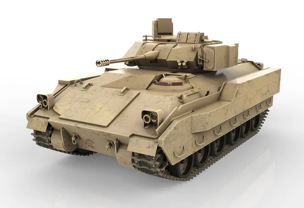 Militaire Tank Geïsoleerd Witte Achtergrond Render Rechtenvrije Stockfoto's