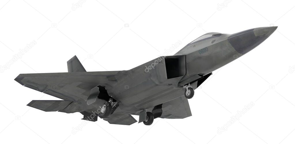 Fighter aircraft isolated on white background - 3D Render