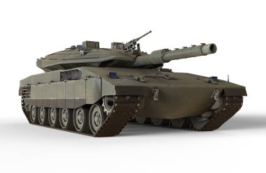 Askeri Tank beyaz arkaplanda izole edildi 3d Render