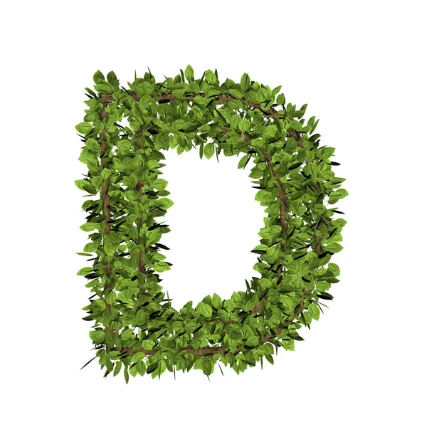 Leaf Style Letter Render Grass Font Isolated White Background — Stock Photo, Image