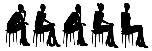 Set di silhouette donna — Vettoriale Stock
