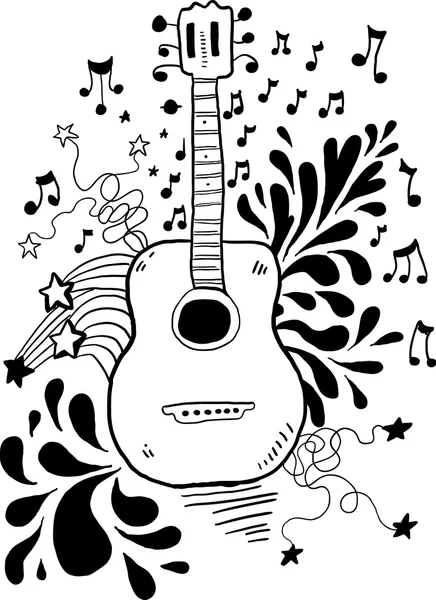 Hand-drawn guitar icon — ストックベクタ