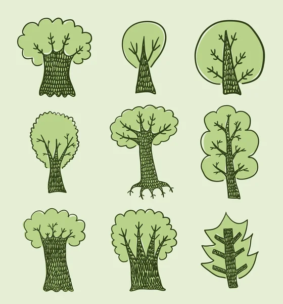 Carino alberi set — Vettoriale Stock