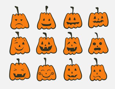 Turuncu Halloween pumpkins kümesi