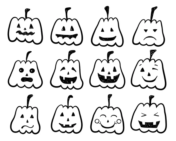 Conjunto de calabazas de Halloween blancas — Archivo Imágenes Vectoriales