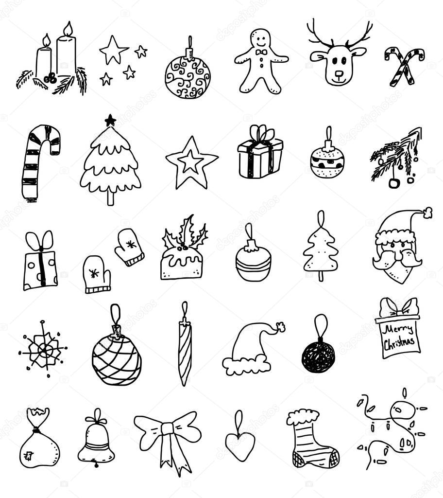 set of Christmas doodles