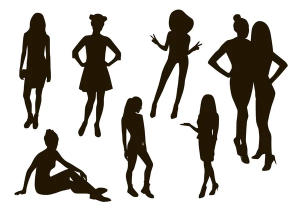 Women silhouettes on white — Stock Vector