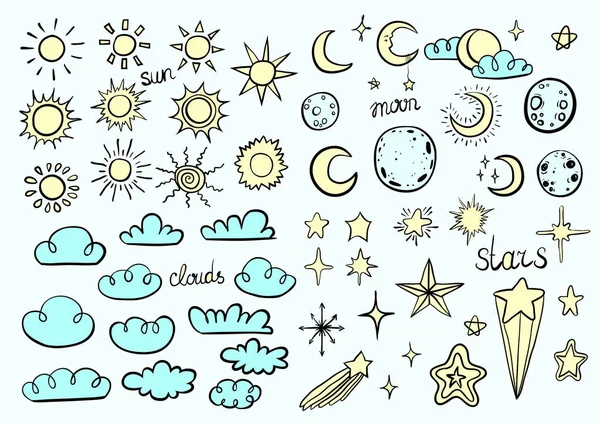 Weather Symbols on blue — Stock Vector
