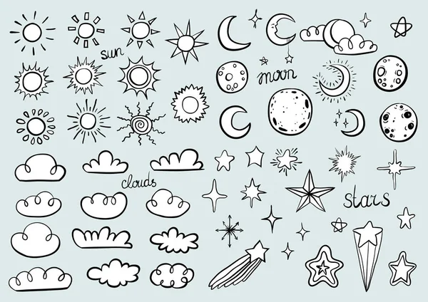 Weather Symbols on blue — Stock Vector