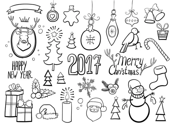 Kerstmis doodle pictogrammen — Stockvector