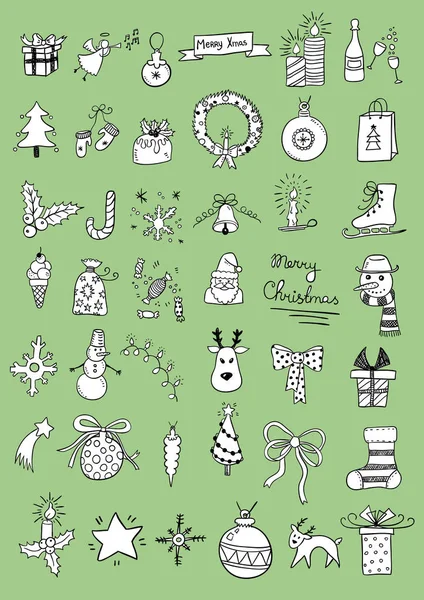 Icônes doodle de Noël — Image vectorielle