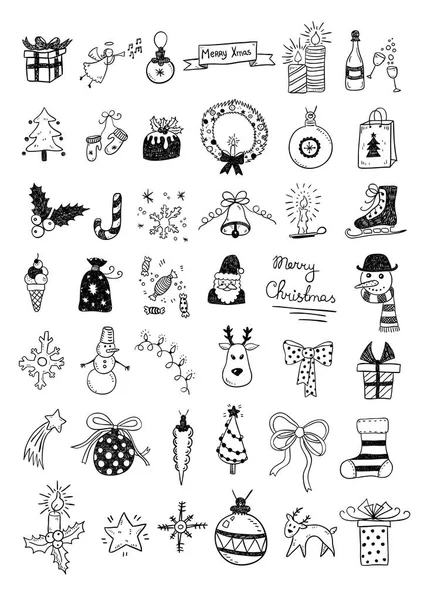 Iconos de garabatos de Navidad — Vector de stock