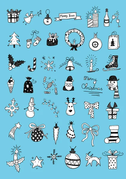 Icônes doodle de Noël — Image vectorielle