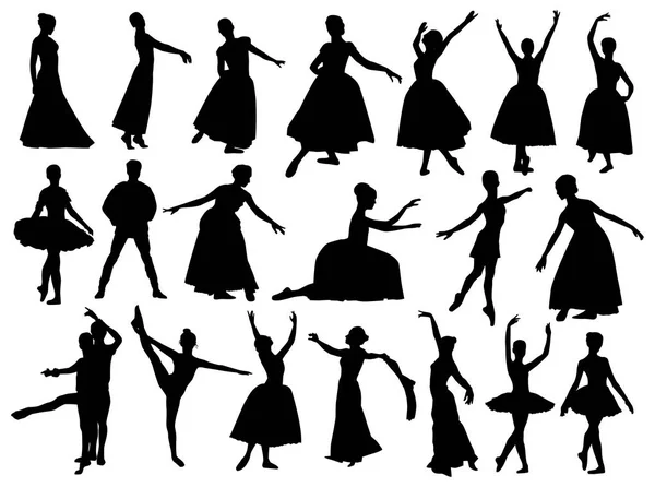 Bale dansçıları silhouettes — Stok Vektör