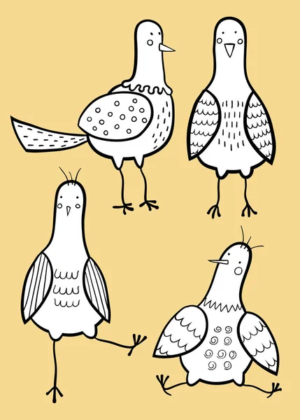 Adesivi cartoni animati uccelli — Vettoriale Stock