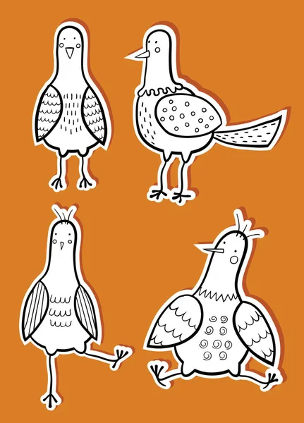 Adesivi cartoni animati uccelli — Vettoriale Stock