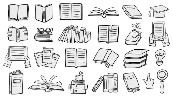 Conjunto de livros doodles — Vetor de Stock