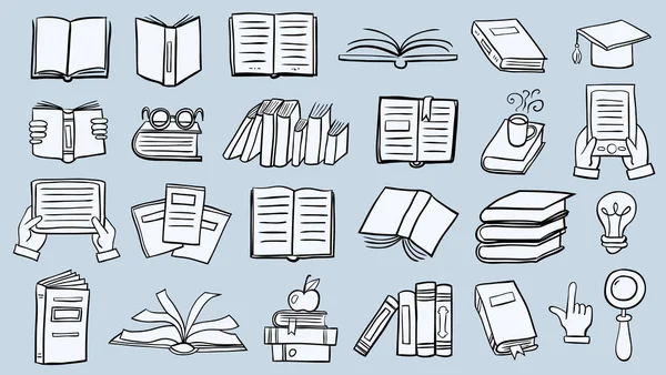 Conjunto de livros doodles —  Vetores de Stock