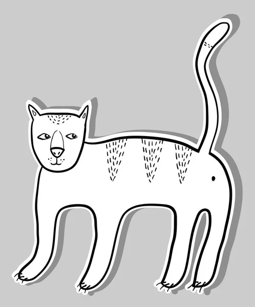 Etiqueta doodle gato — Vetor de Stock