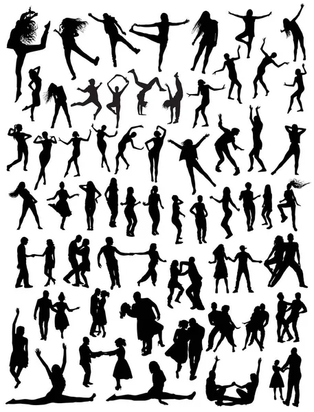 Siluetas de baile iconos — Archivo Imágenes Vectoriales