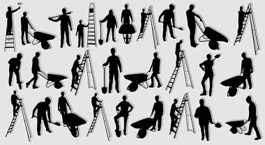 Working people silhouettes clipart