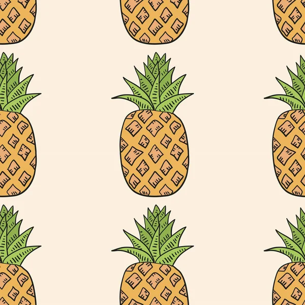 Cartoon ananas naadloze achtergrond — Stockvector