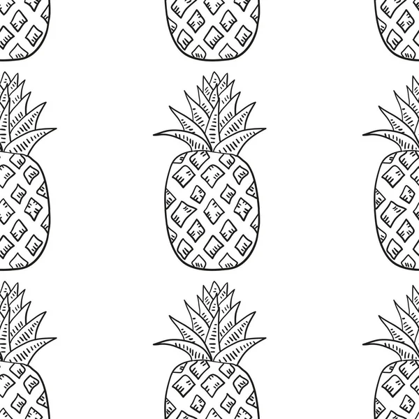Dessin animé ananas fond sans couture — Image vectorielle