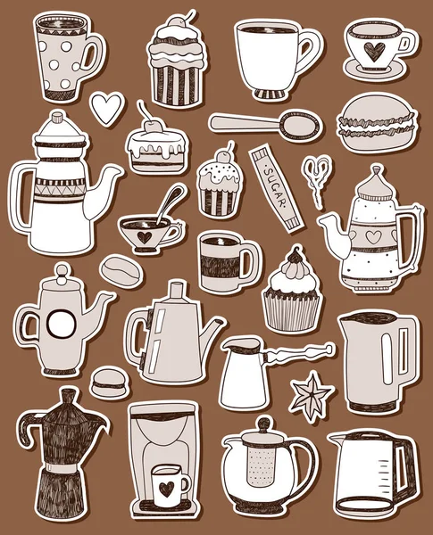 Té, café y postres — Vector de stock