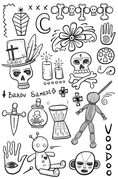 Set von handgezeichneten Voodoo-Objekten — Stockvektor