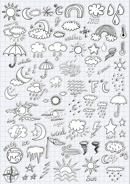 Weather Symbol Stickers — Stock Vector