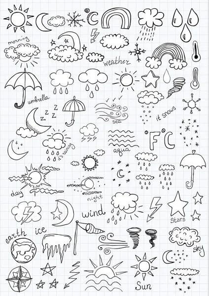 Weather Symbol Stickers — Stock Vector