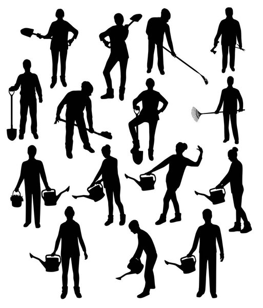 Набор значков рабочих силуэтов
