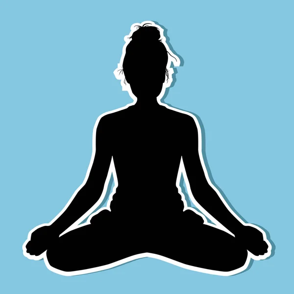 Silhouette de yoga sur fond bleu — Image vectorielle