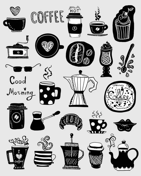 Koffie doodles set — Stockvector